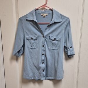 Style & Co Light Blue Casual Shirt Size PM